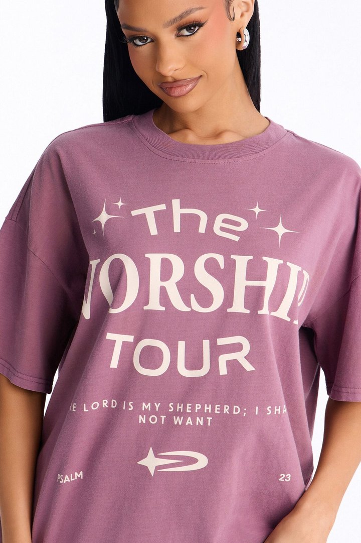 The Worship Tour Washed Tee - Purple
