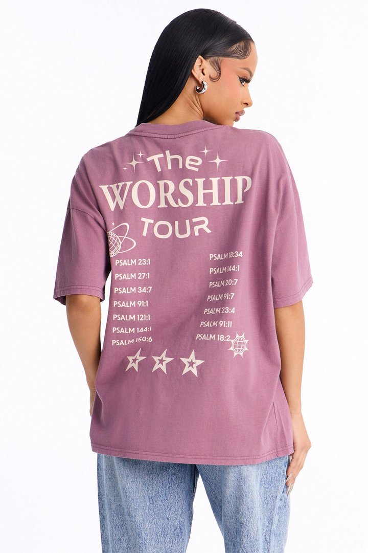 The Worship Tour Washed Tee - Purple