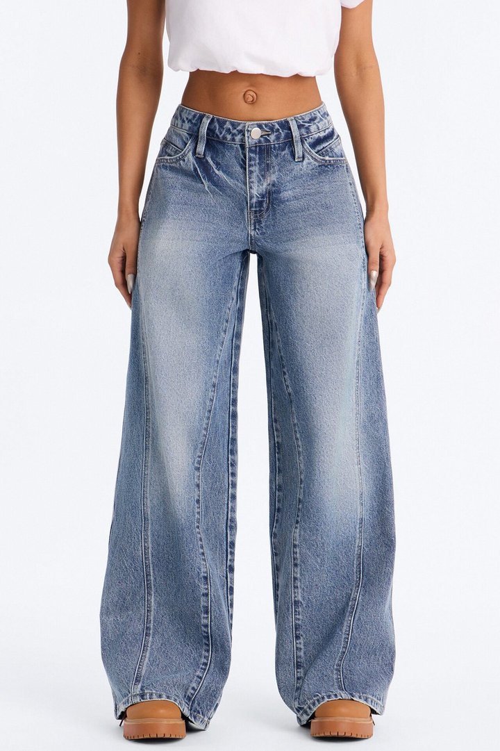 So Noughties Baggy Wide Leg Jeans - Medium Wash