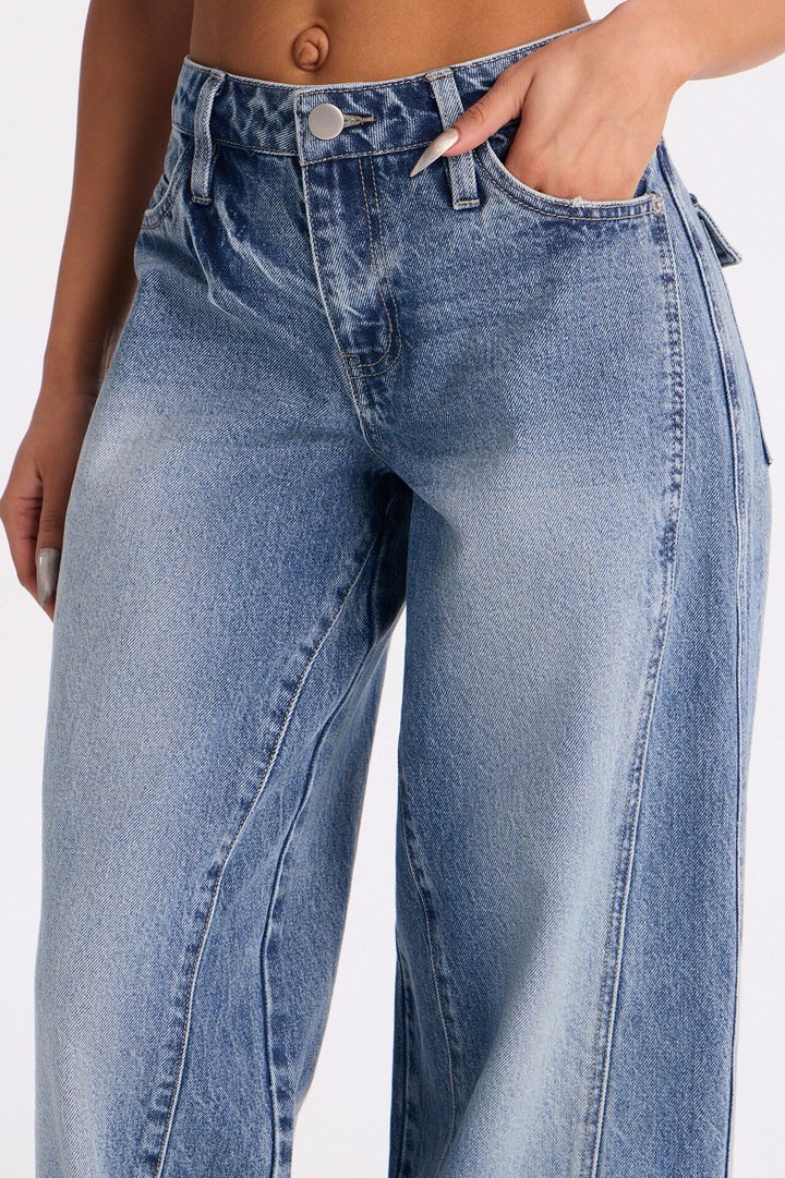 So Noughties Baggy Wide Leg Jeans - Medium Wash