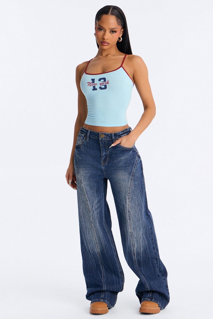 New York 13 Contrast Tank Top - Blue