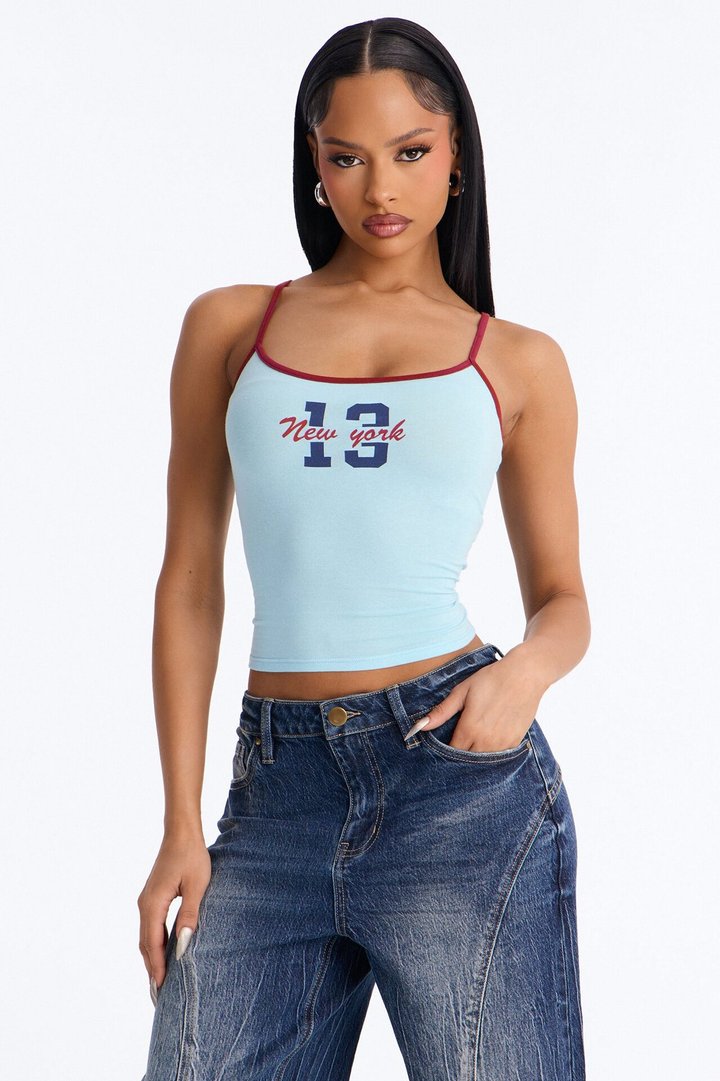 New York 13 Contrast Tank Top - Blue