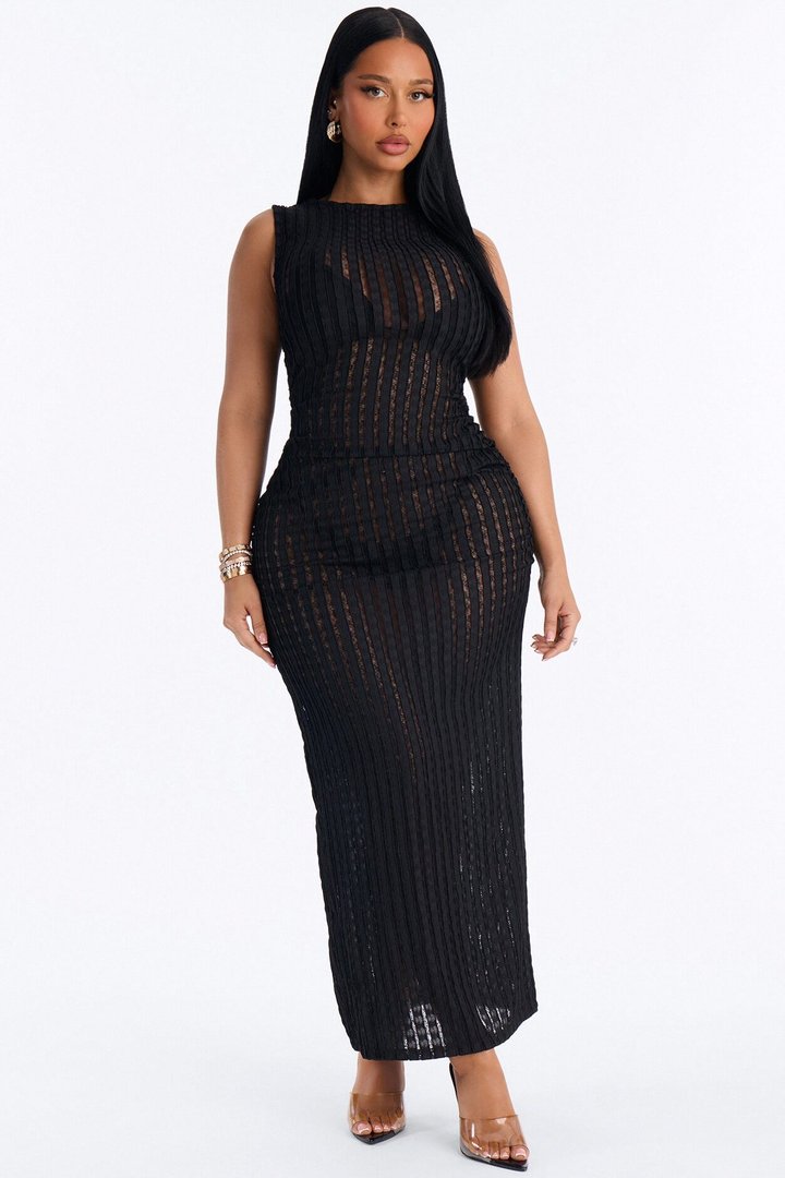 Seaside Vacation Back Cowl Cover Up Dress - Black