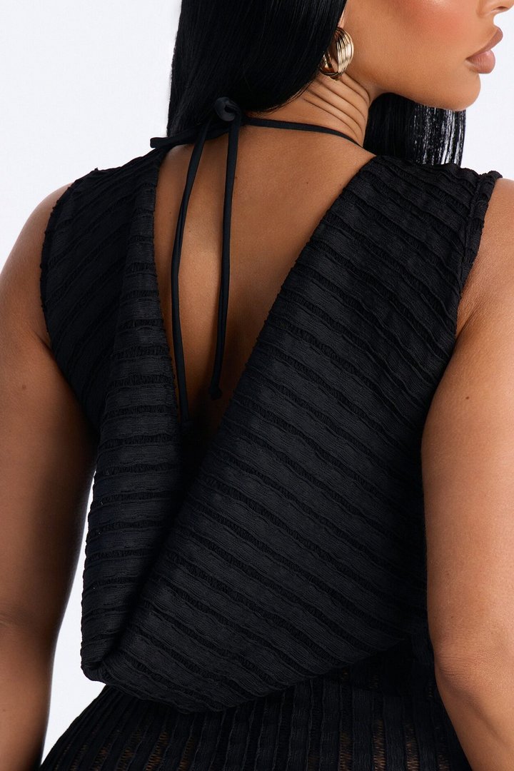 Seaside Vacation Back Cowl Cover Up Dress - Black