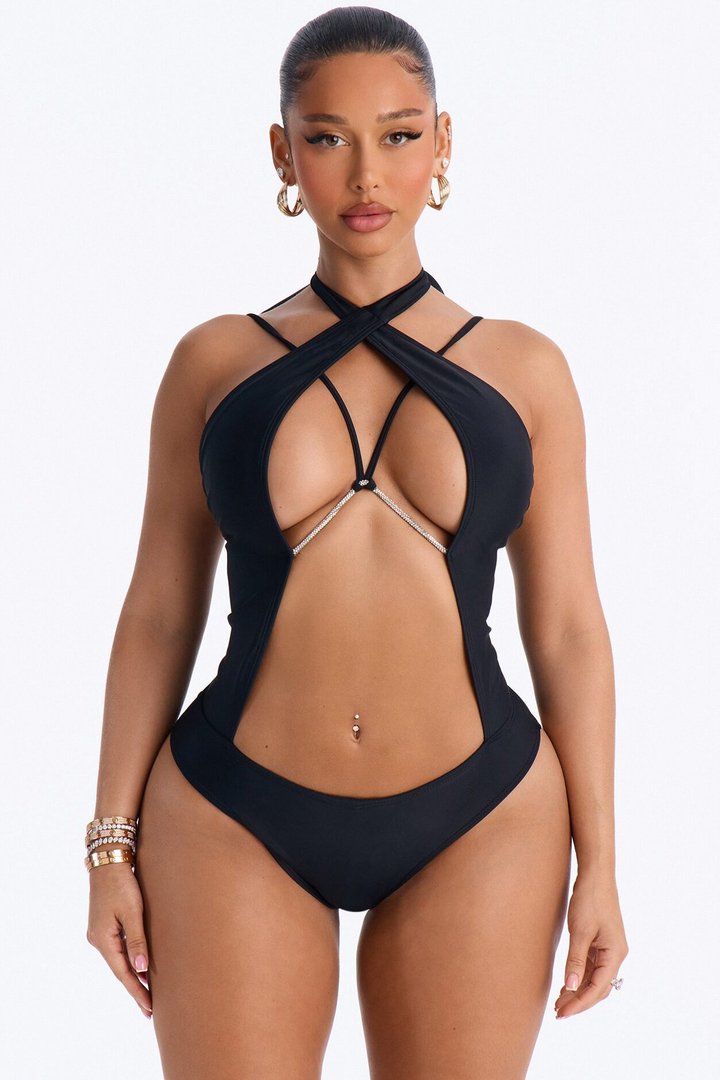 Lennox Strappy 1 Piece Cut Out Swimsuit - Black