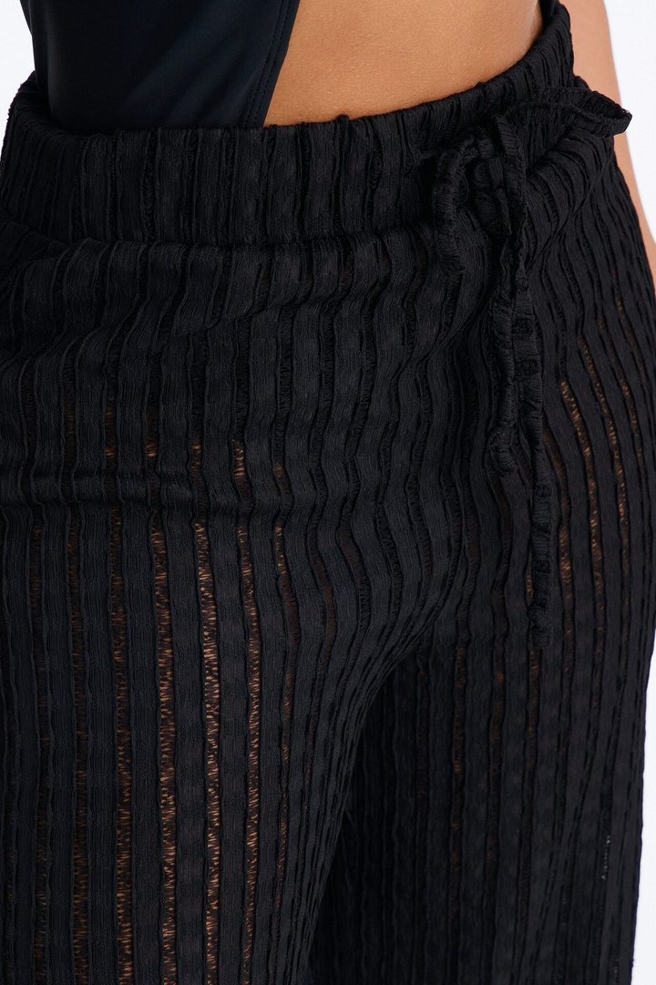 Seaside Vacation Side Slits Cover Up Pants - Black