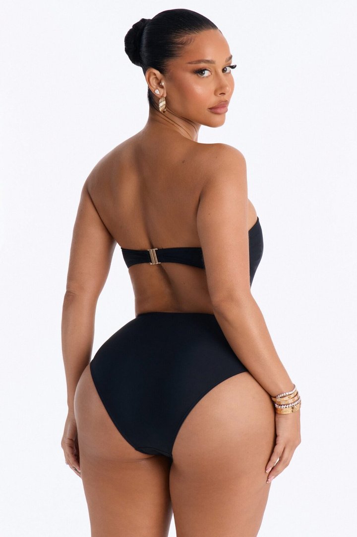 Aspen 1 Piece Strapless Cut Out Swimsuit - Black