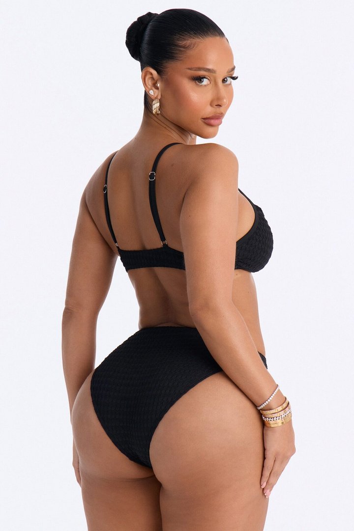 On The Sunny Side 1 Piece Ribbed Cut Out Swimsuit - Black