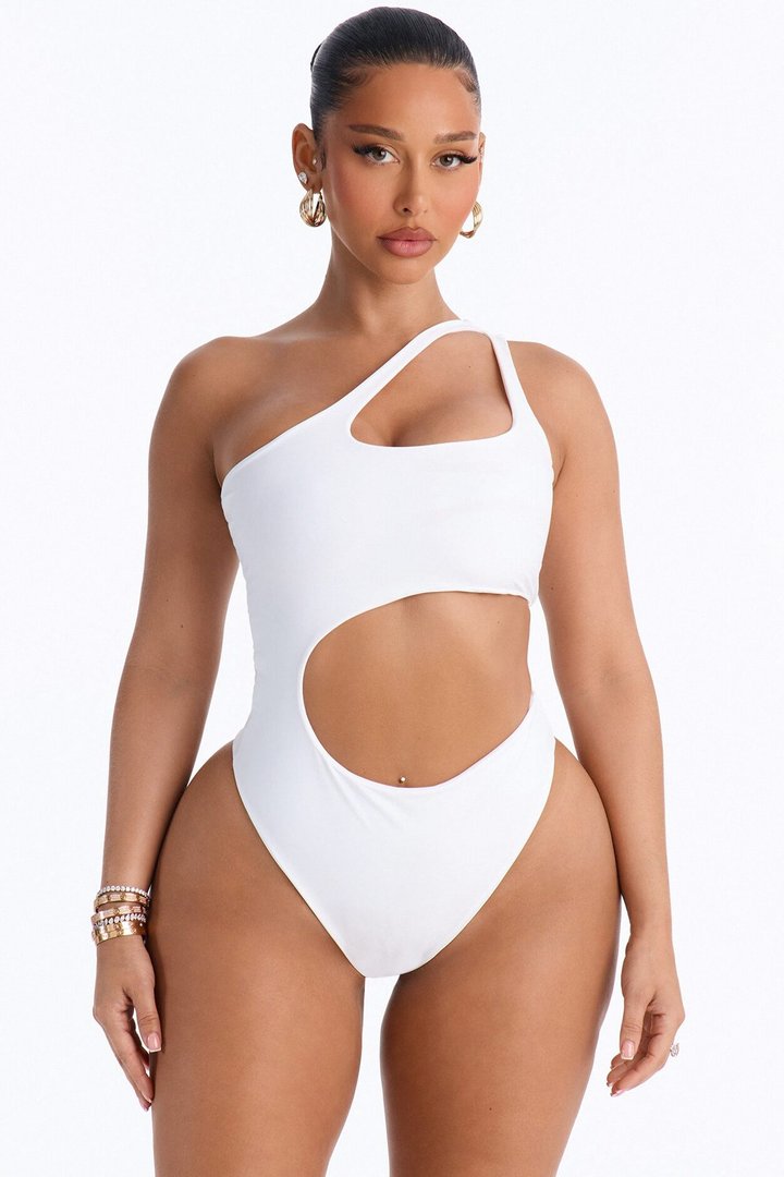 Hampton Magic 1 Piece Cut Out One Shoulder Swimsuit - White