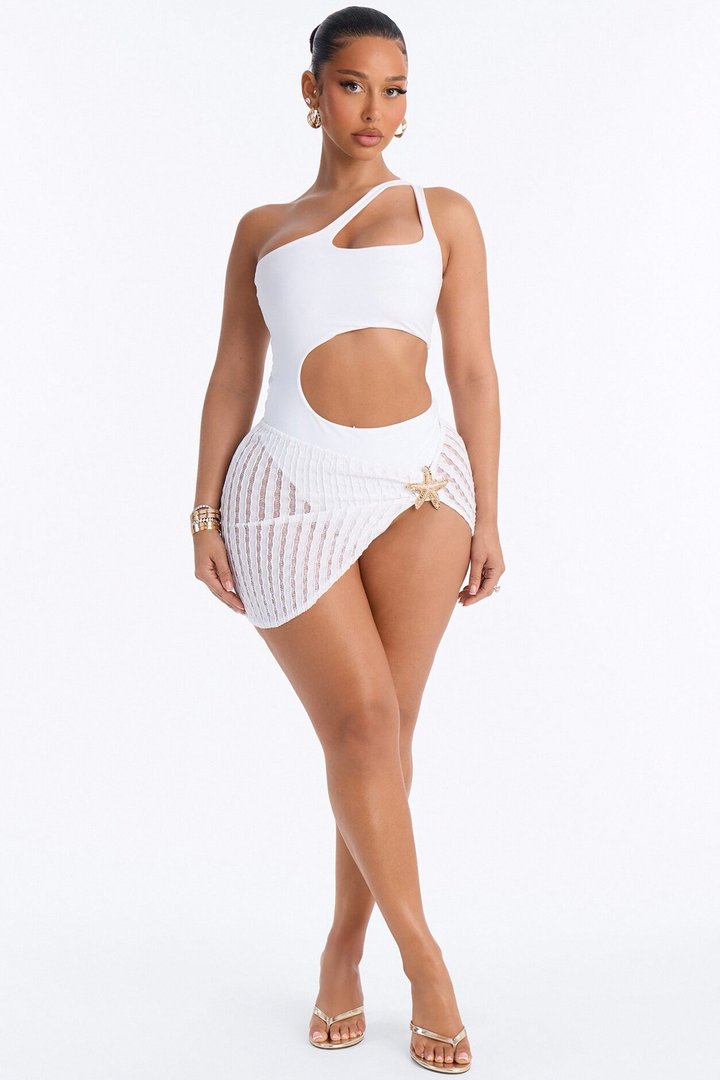 Seaside Vacation Starfish Hardware Cover Up Skirt - White