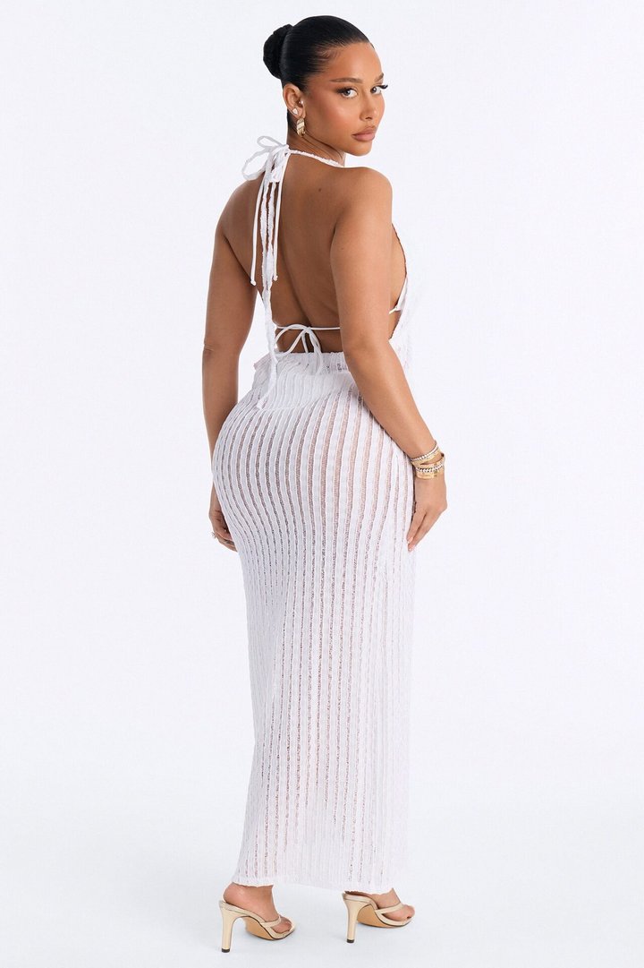 Seaside Vacation Side Slits Cover Up Dress - White