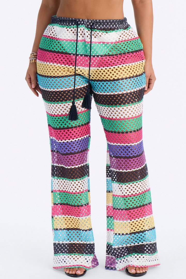 Paradise Sun Stripe Cover Up Pants - Multi Color