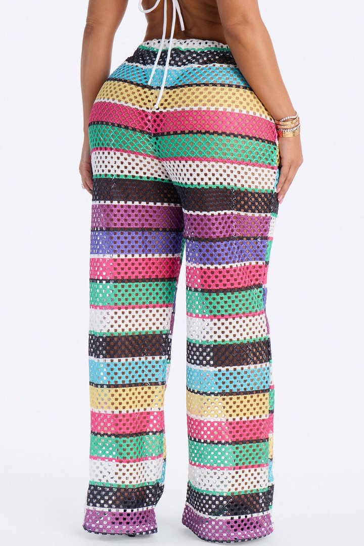 Paradise Sun Stripe Cover Up Pants - Multi Color