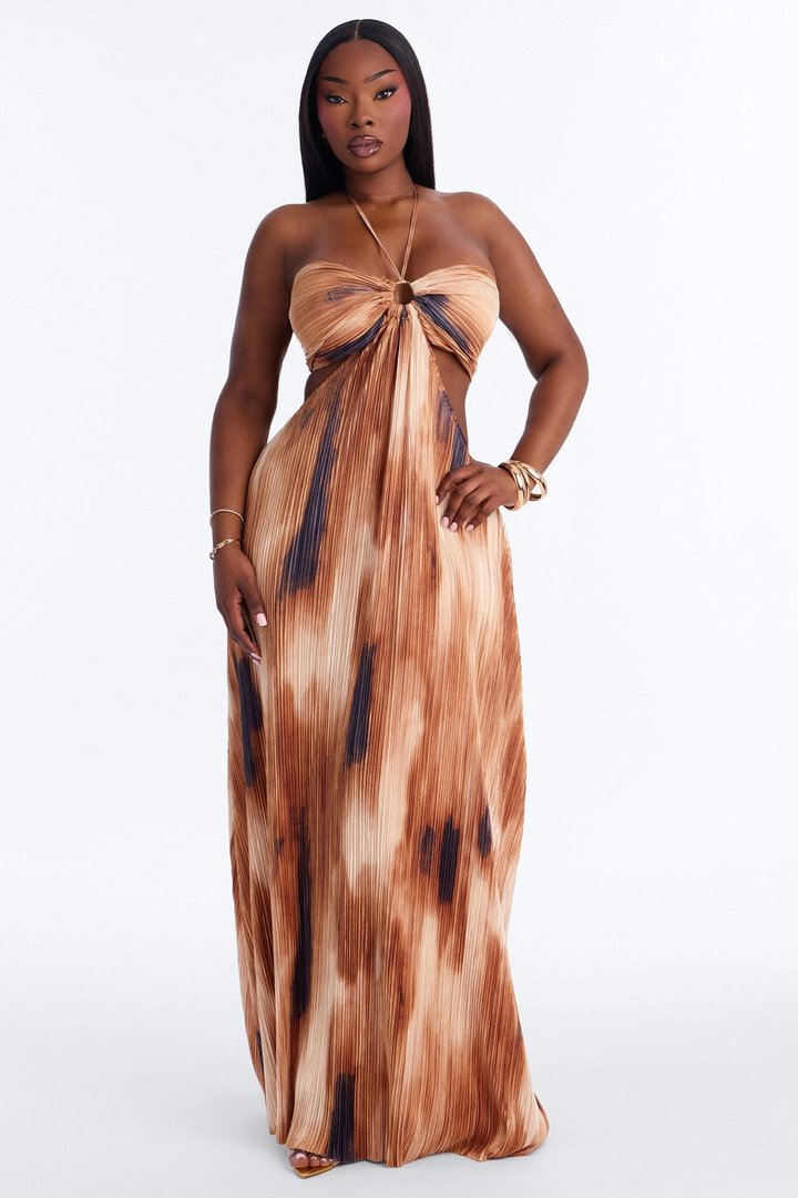Where's The Sun Maxi Dress - Brown/combo