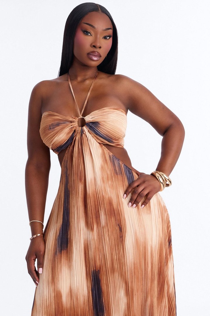 Where's The Sun Maxi Dress - Brown/combo
