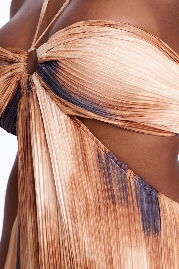 Where's The Sun Maxi Dress - Brown/combo