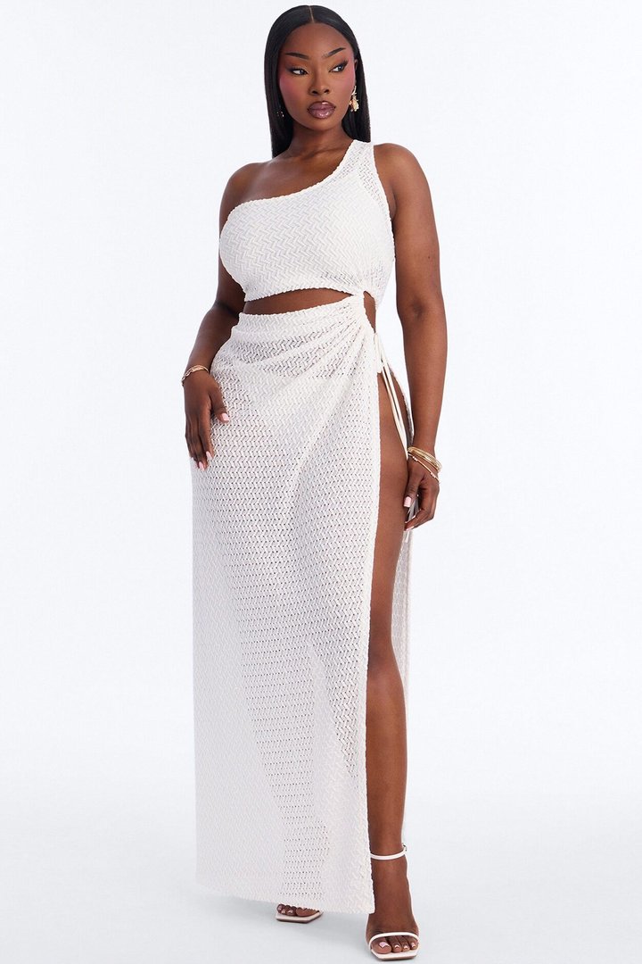 Sweet Pout Lace Maxi Dress Set - White