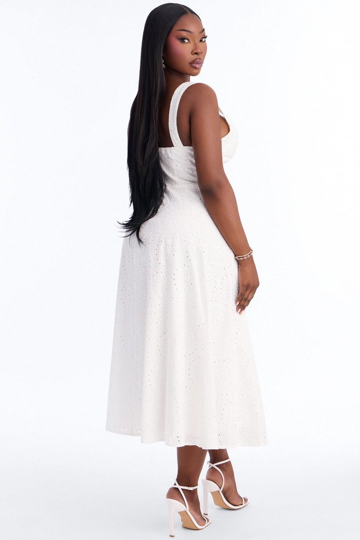 In My Element Eyelet Midi Dress - White
