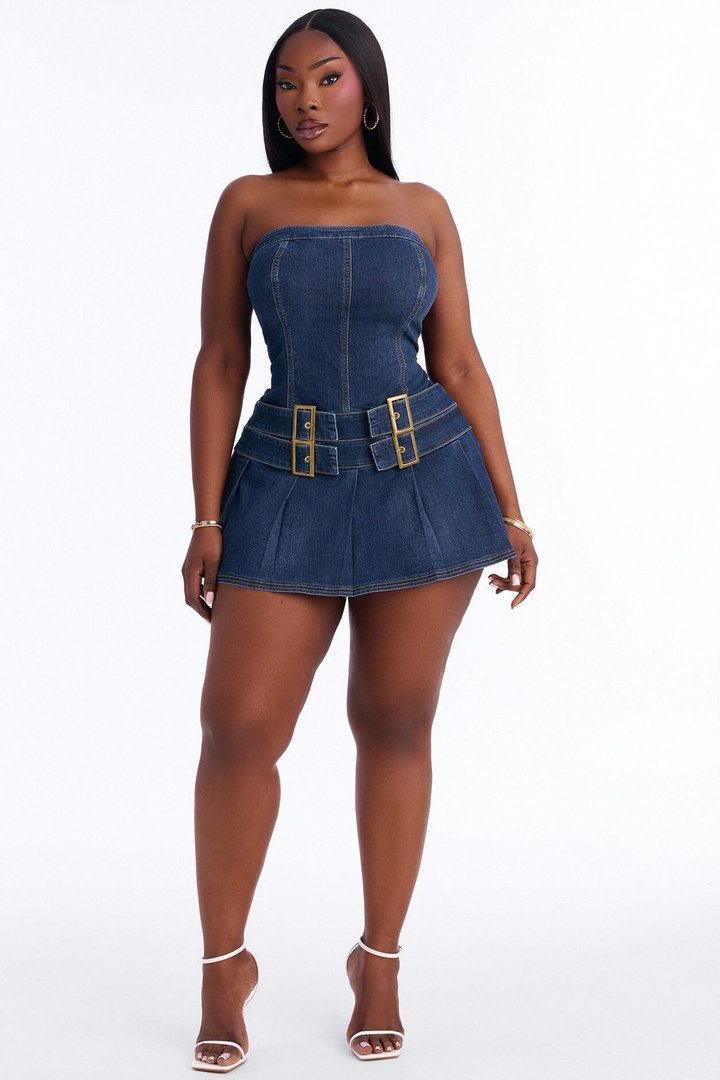 Karolina Strapless Denim Mini Dress - MediumWash