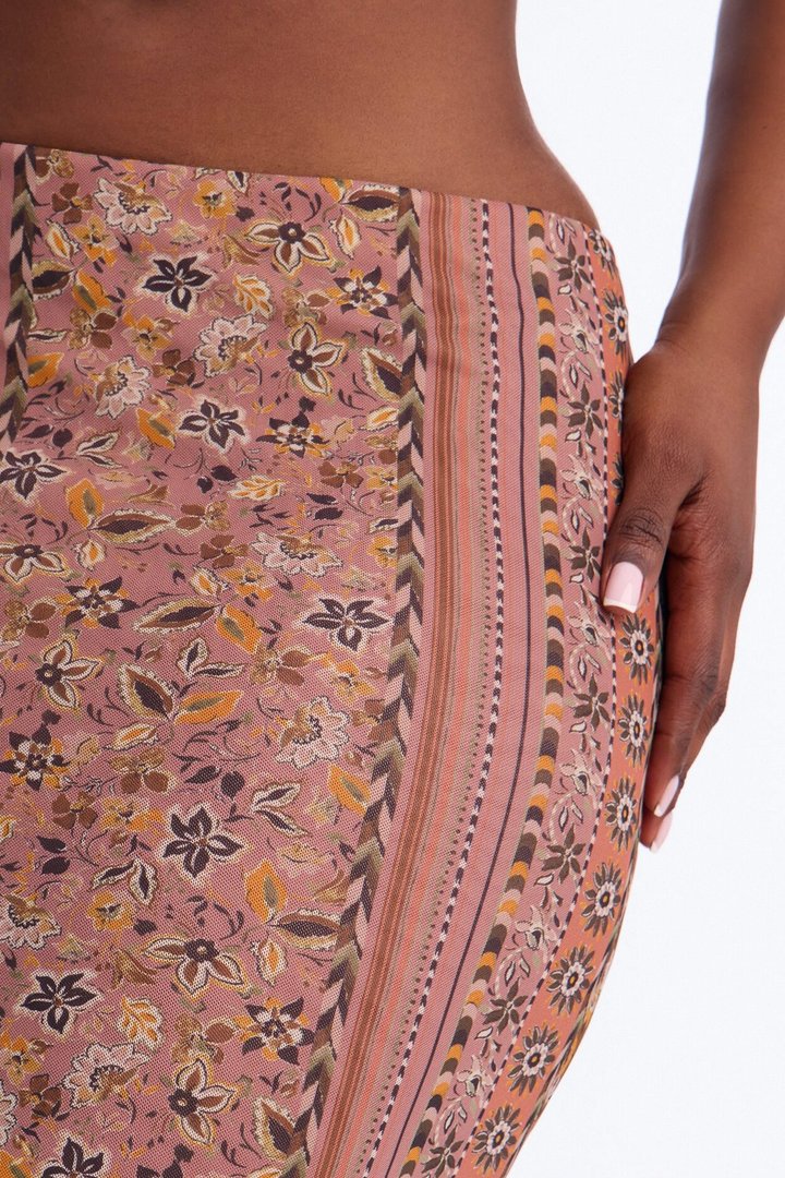 Adria Floral Mesh Maxi Skirt - Rust/combo