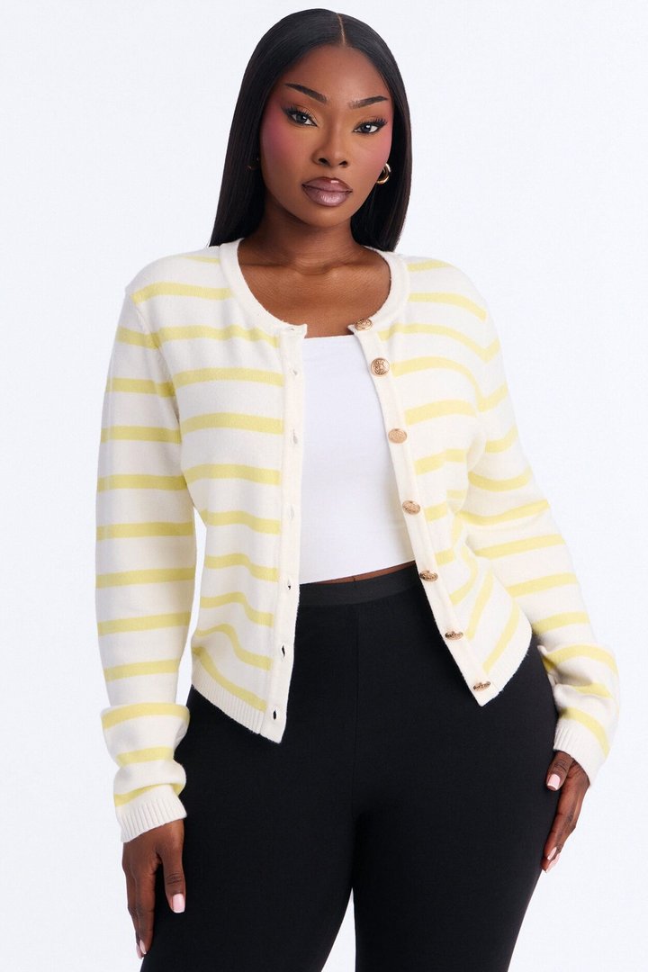 The Little Things Striped Cardigan - Yellow/combo