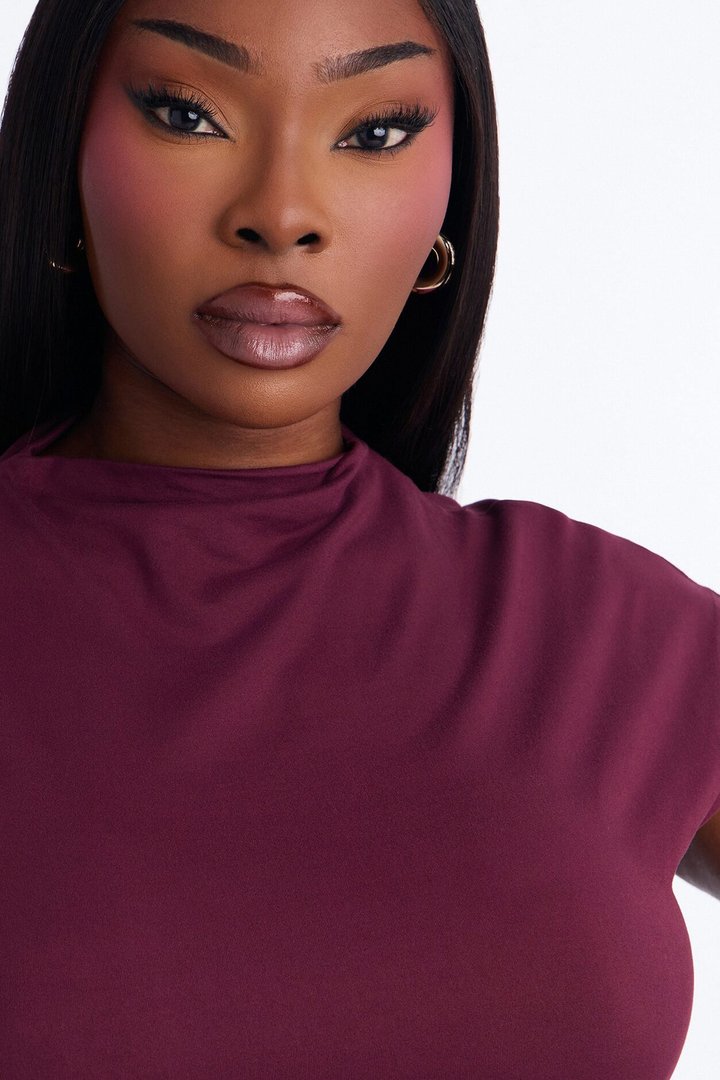 Carly Mock Neck Capri Set - Plum