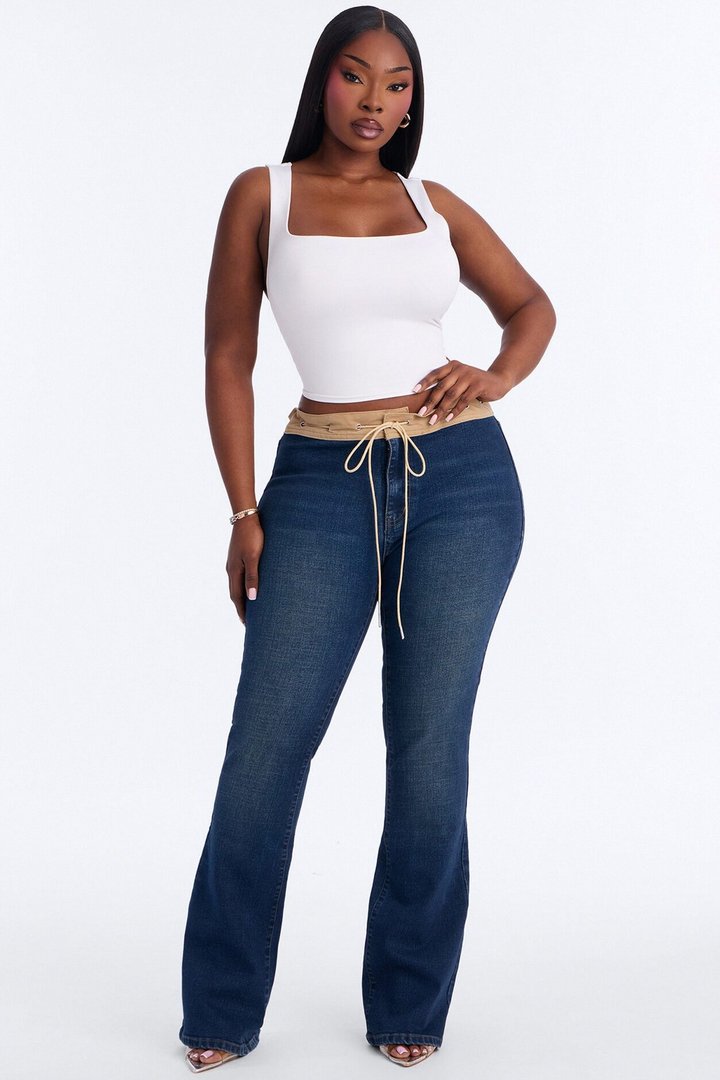 No Loose Ends Low Rise Flare Jeans - Dark Wash