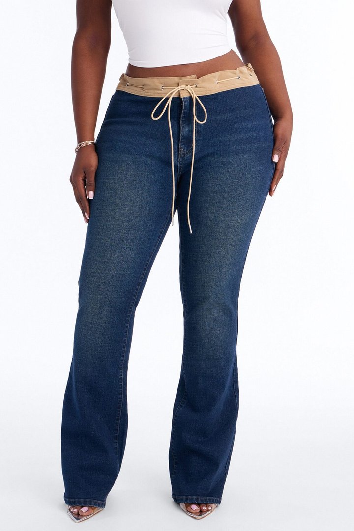 No Loose Ends Low Rise Flare Jeans - Dark Wash
