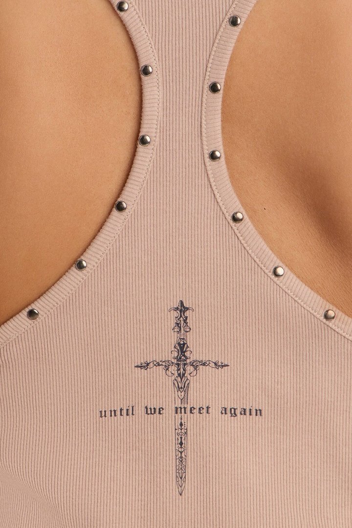 Until We Meet Again Ribbed Tank Top - Sand