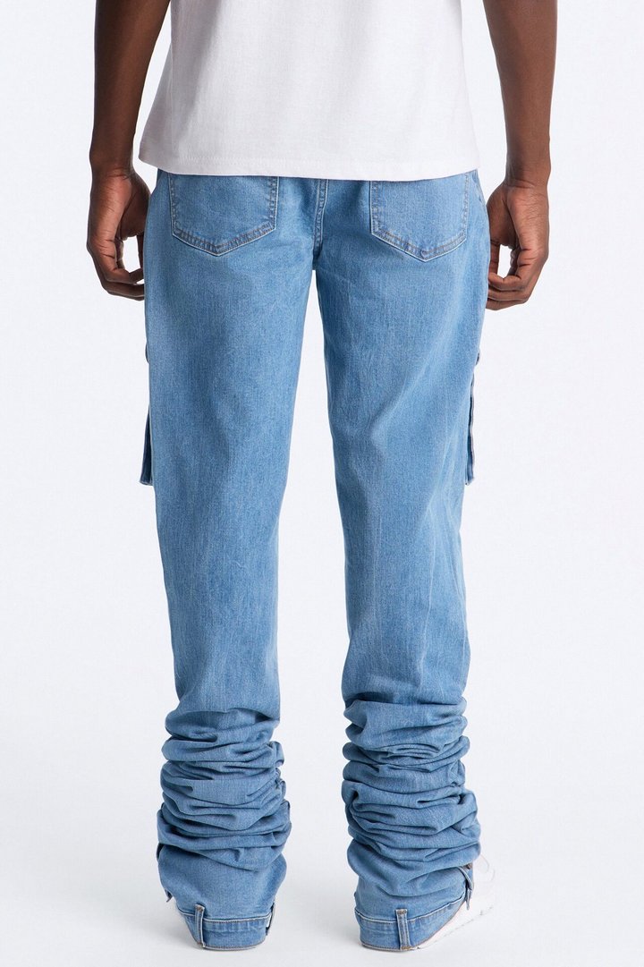 Ultra Stacked Skinny Cargo Jean - Medium Blue Wash