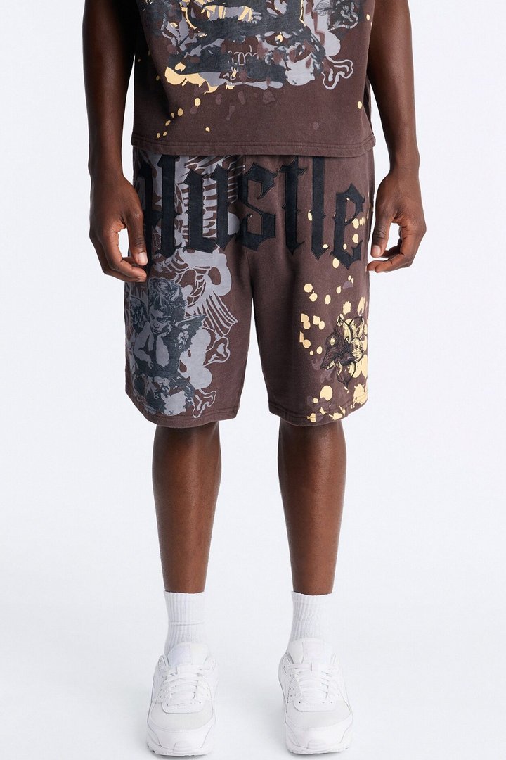 Heavenly Hustle Patch Relaxed Sweatshort - Brown