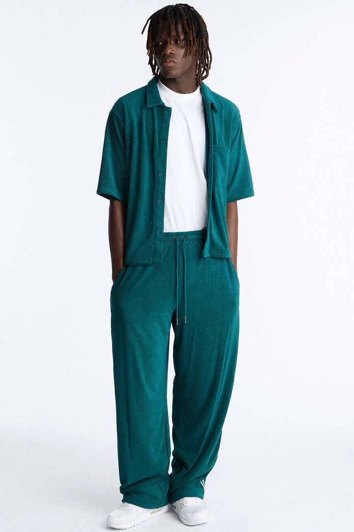 Classic Terry Cloth Baggy Pant - Teal/combo