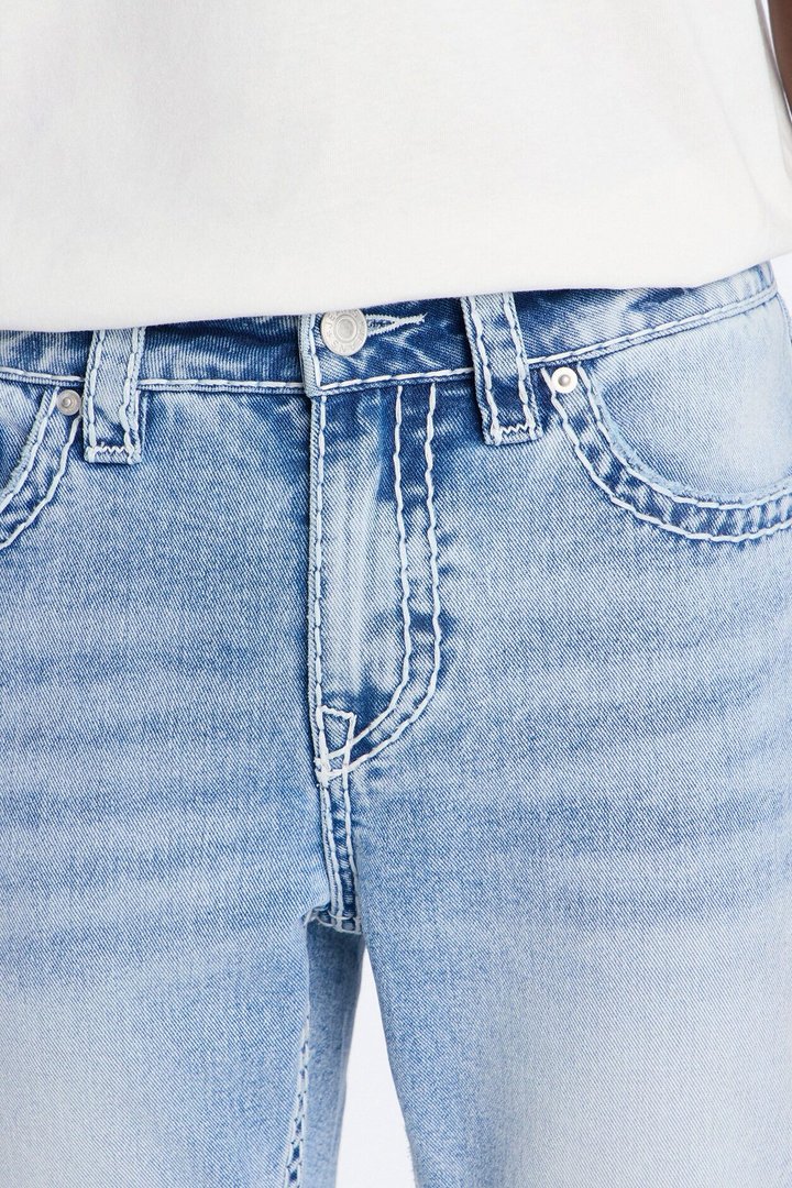 Heavy Stitch Stacked Skinny Flare Jean - Light Blue Wash