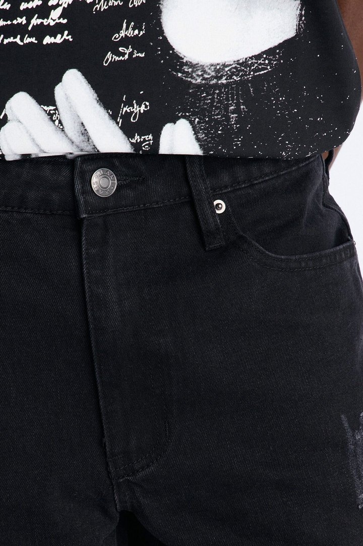 Stacked Slim Flare Slashed Down Jean - Black Wash