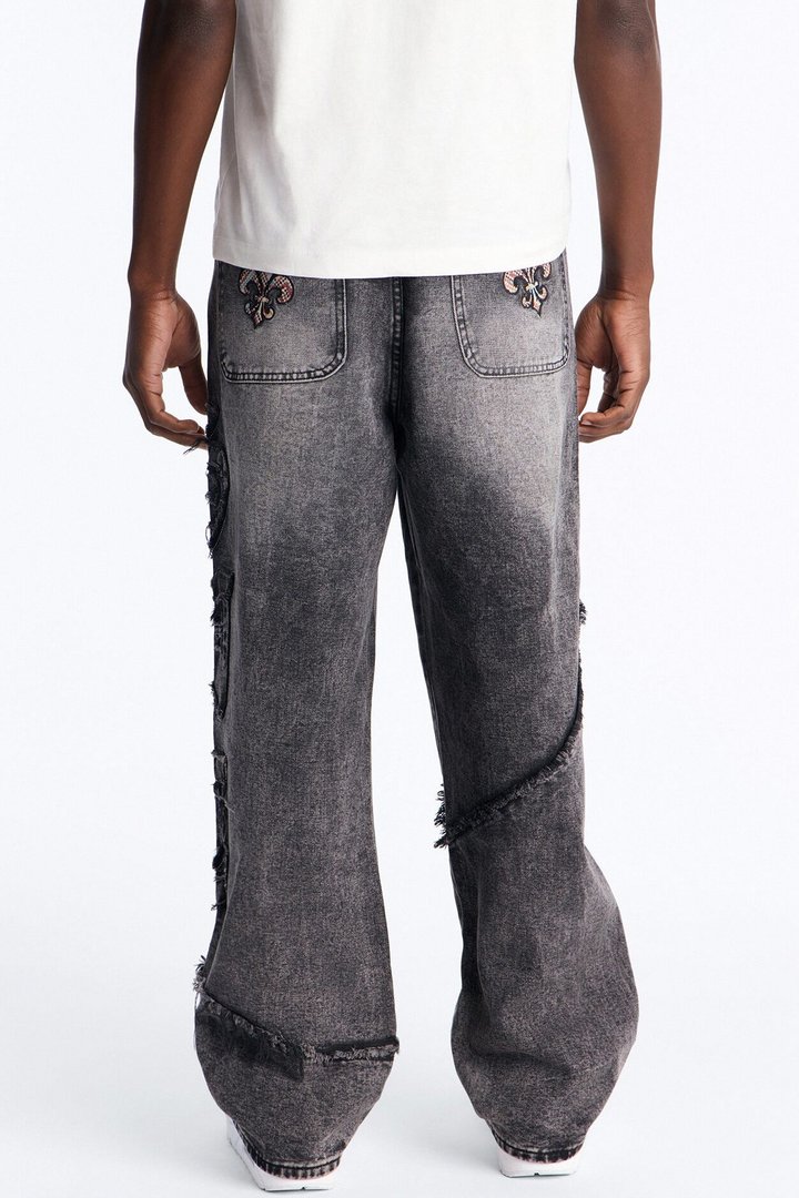 East End Frayed Baggy Jean - Dark Wash