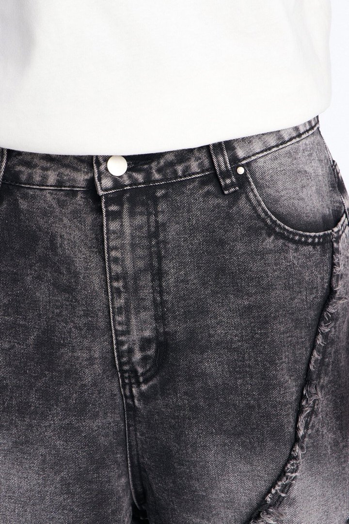 East End Frayed Baggy Jean - Dark Wash