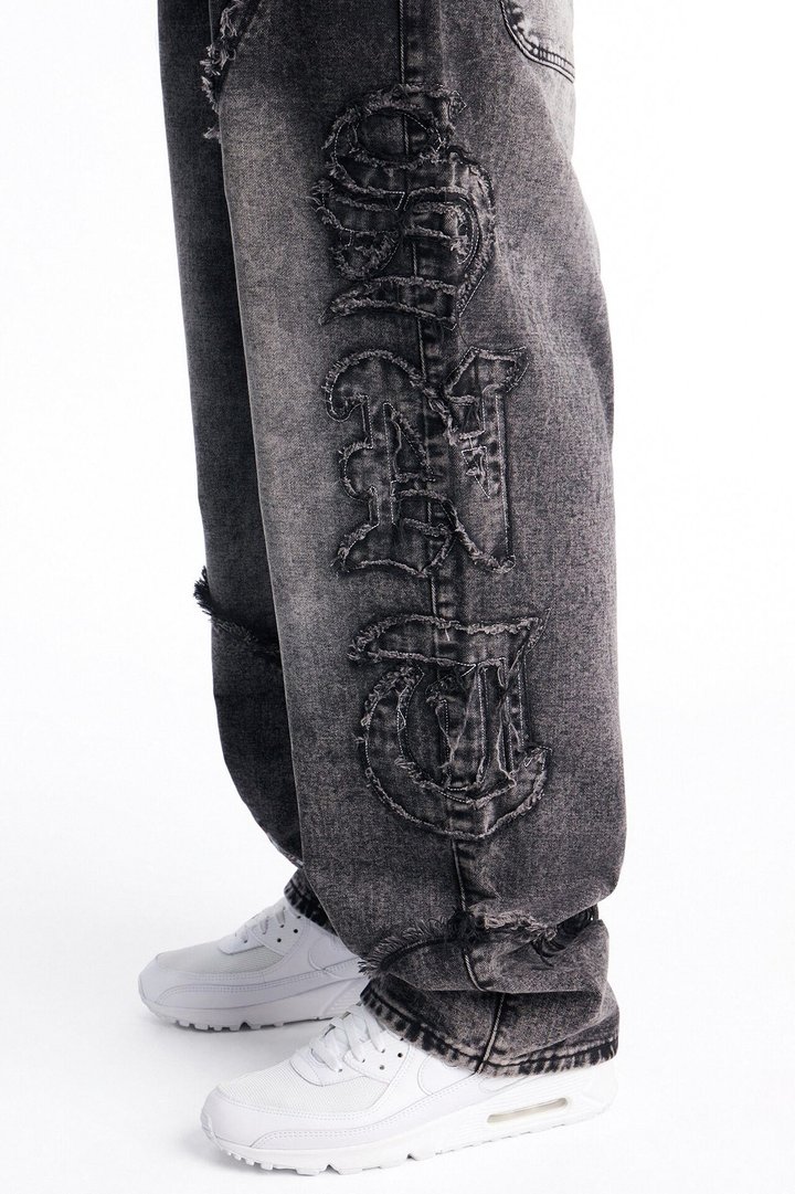 East End Frayed Baggy Jean - Dark Wash