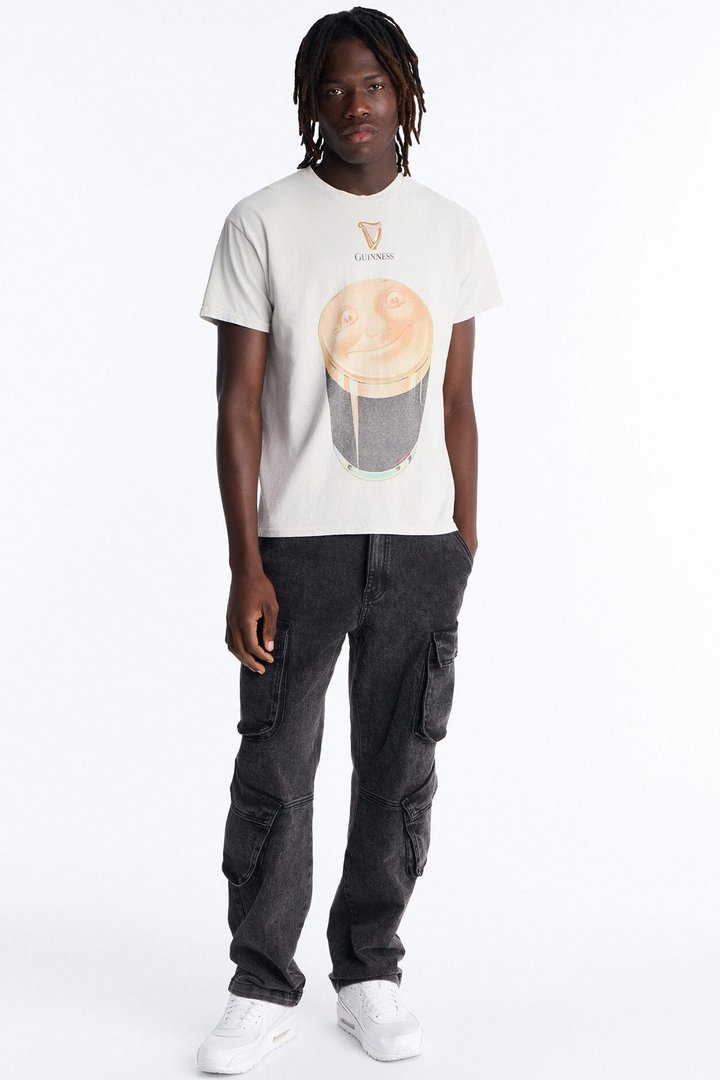 Guinness Beer Art Vintage Short Sleeve Tee - Light Grey