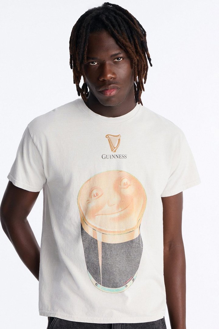 Guinness Beer Art Vintage Short Sleeve Tee - Light Grey
