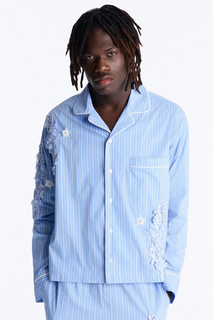Field Notes Cuban Collar Button Up Shirt - Blue/combo