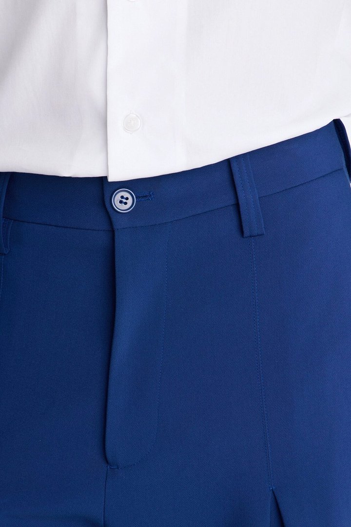 Ronan High Waisted Pleated Trousers - Navy