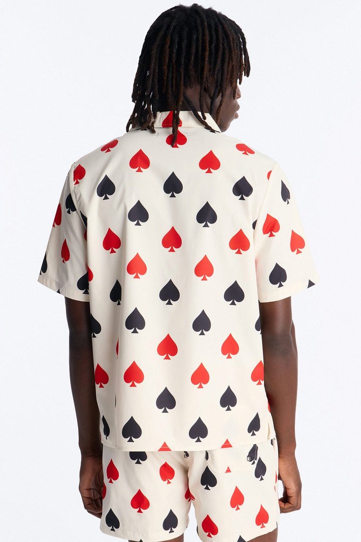 Relaxed Royal Spade Button Up Shirt - Off White/combo