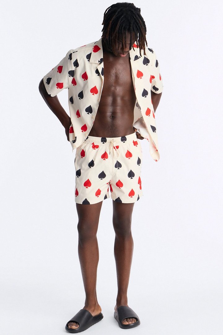 Relaxed Royal Spade Button Up Shirt - Off White/combo