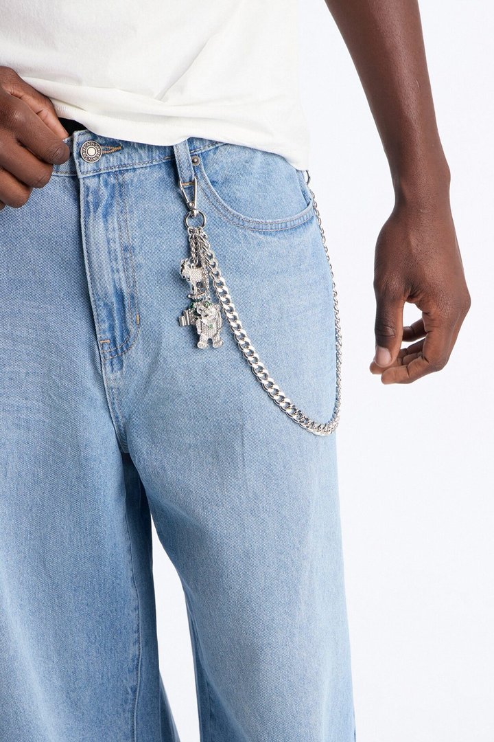 Ambitious Multi Charm Cuban Pant Chain - Silver