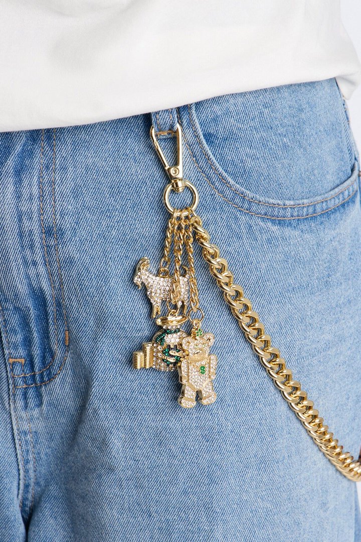 Ambitious Multi Charm Cuban Pant Chain - Gold