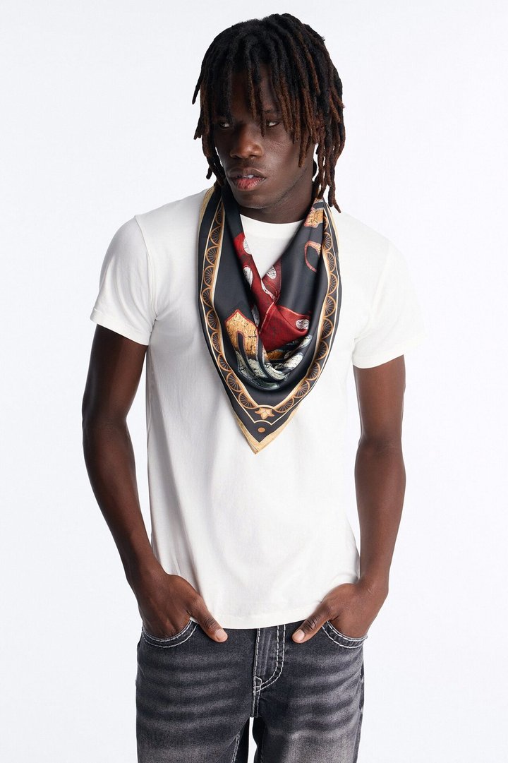 Bet On Me Rolled Dice Large Satin Bandana - Black