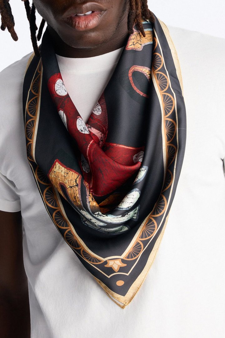 Bet On Me Rolled Dice Large Satin Bandana - Black