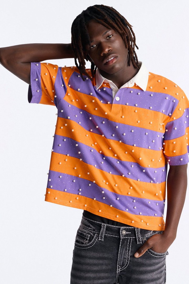 Relaxed Marginalia Pearl Stripe Polo - Orange/combo