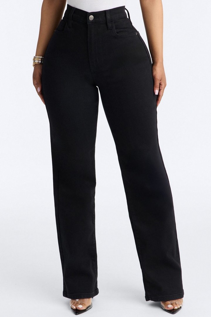 Evie Everyday Premium High Rise Stretch Straight Leg Jeans - Black