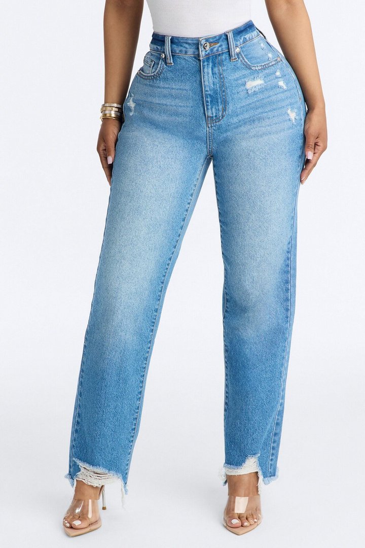 Hallie Hybrid Straight Leg Cigarette Jeans - Medium Wash